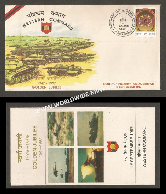 1997 India HQ WESTERN COMMAND GOLDEN JUBILEE APS Cover (15.09.1997)