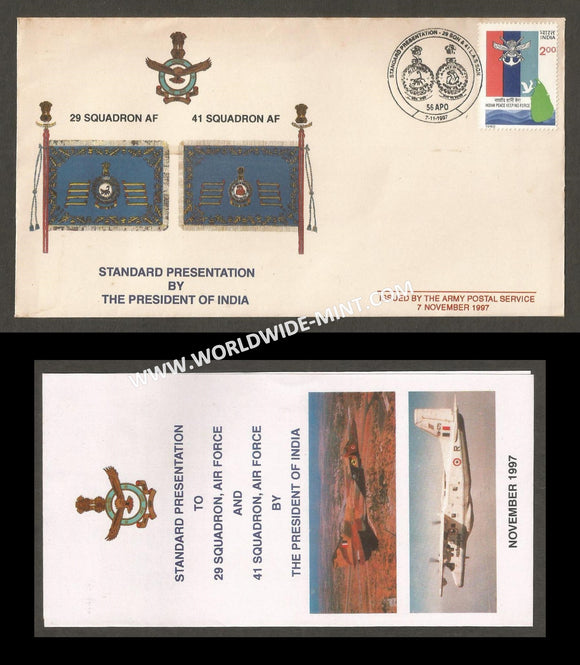 1997 India NO 29 & NO 41 SQUADRON AIR FORCE STANDARD PRESENTATION APS Cover (07.11.1997)