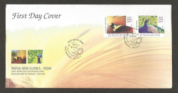 2017 India Stamp Set cancelled in Papua New Guinea Joint issue FDC