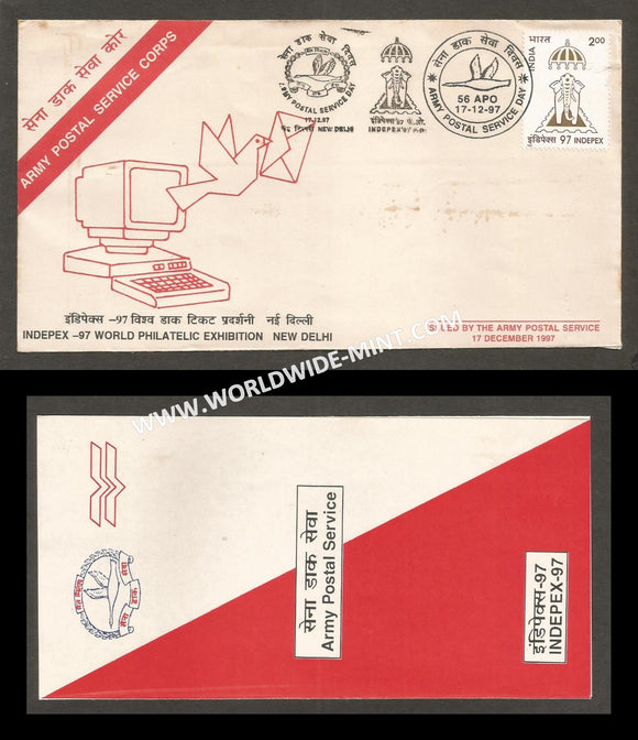 1997 India ARMY POSTAL SERVICE CORPS INDEPEX 97 APS Cover (17.12.1997)