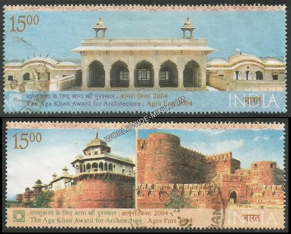 2004 The Aga Khan Award for Architecture-Agra Fort-Set of 2 Used Stamp