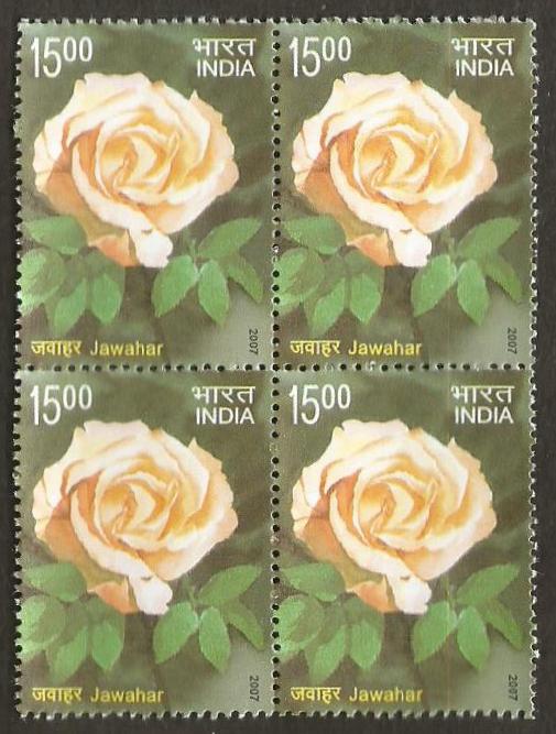 2007 Fragrance of Roses - Jawahar Block of 4 MNH