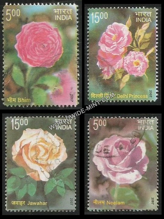 2007 Fragrance of Roses -Set of 4 Used Stamp