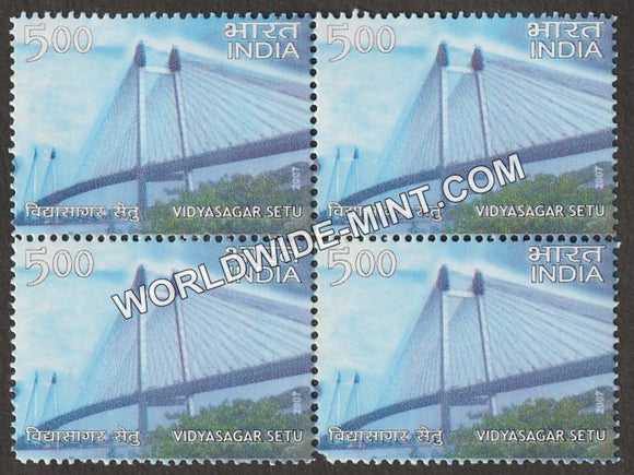 2007 Landmark Bridges of India-Vidyasagar Setu Block of 4 MNH