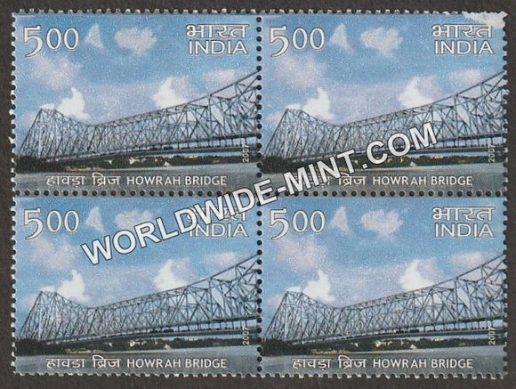 2007 Landmark Bridges of India-Howrah Bridge Block of 4 MNH