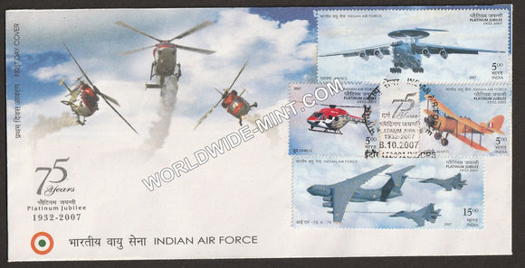 2007 Indian Air Force Platinum Jubliee-4V FDC