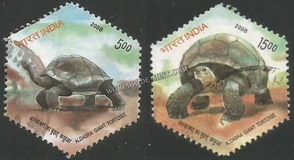 2008 Aldabra Giant Tortoise - set of 2 Used Stamp