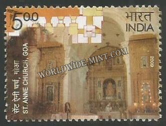2009 Heritage Monuments Preservation by INTACH - St. Anne Church Goa Used Stamp