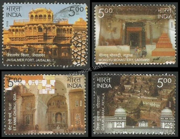 2009 Heritage Monuments Preservation by INTACH - Set of 4 Used Stamp