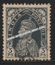 1937-1940 British India 3p Slate S.G: 247 King George VI Used Stamp