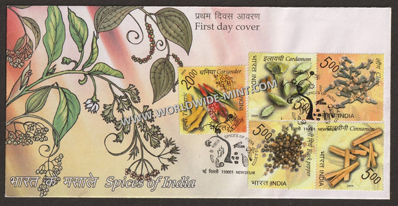 2009 INDIA Spices of India - Set of 5v FDC