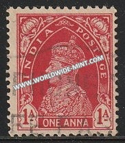 1937-1940 British India 1a  Carmine S.G: 250 King George VI Used Stamp