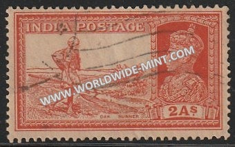1937-1940 British India 2a Vermilion S.G: 251 King George VI Used Stamp