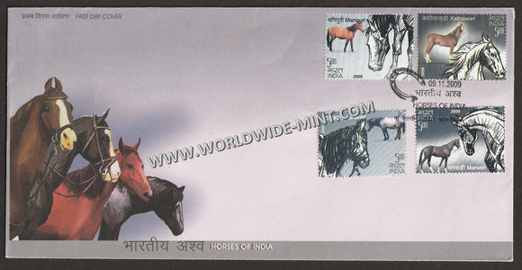 2009 INDIA Horses of India - Set of 4v FDC