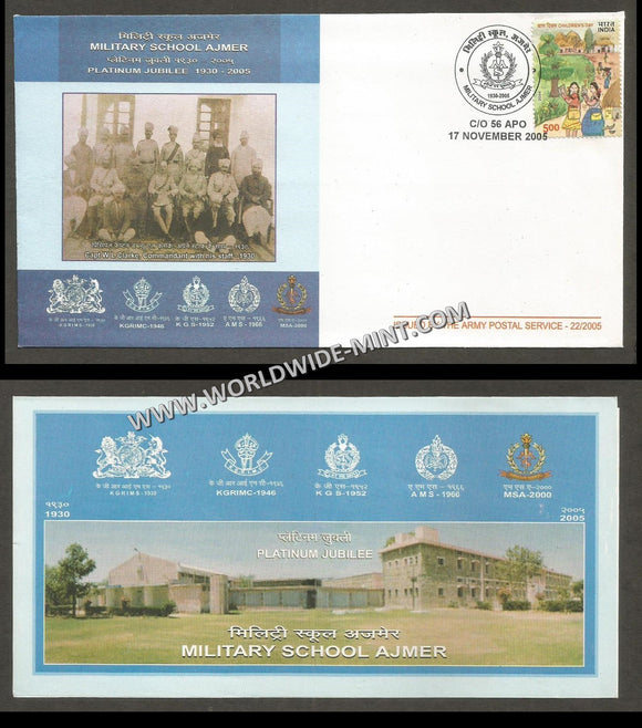 2005 India MILITARY SCHOOL - AJMER PLATINUM JUBILEE APS Cover (17.11.2005)