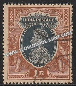 1937-1940 British India 1r Grey & Red-Brown S.G: 259 King George VI Used Stamp