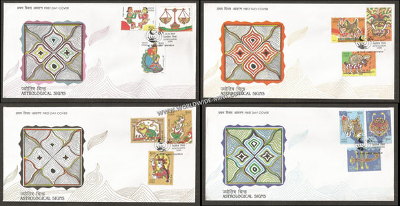 2010 INDIA Astrological Signs - Set of 4 FDC