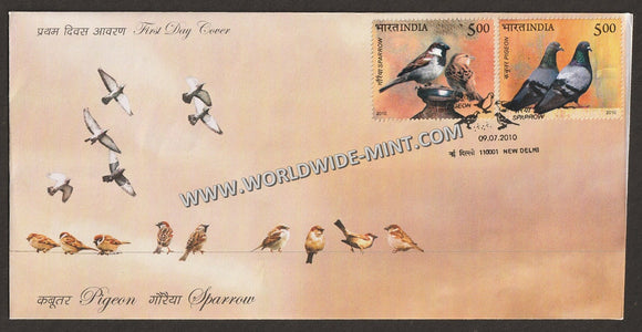 2010 INDIA Pigeon & Sparrow - 2v FDC