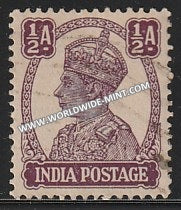1940-1943 British India 1/2a Purple S.G: 266 King George VI Used Stamp