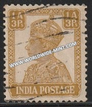 1940-1943 British India 1a 3p  Yellow-Brown S.G: 269 King George VI Used Stamp