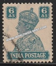 1940-1943 British India 6a Turquoise-Green S.G: 274 King George VI Used Stamp