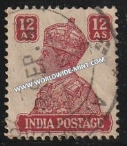 1940-1943 British India 12a Lake S.G: 276 King George VI Used Stamp