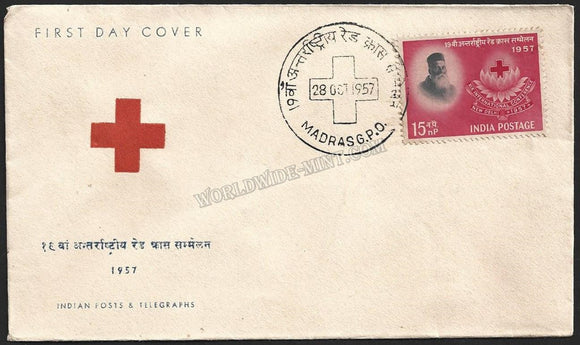 1957 india xix international red cross conference fdc