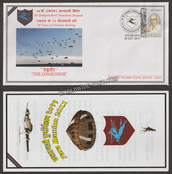 2011 INDIA 50 INDEPENDENT PARACHUTE BRIGADE 70 YEARS APS COVER (29.10.2011)