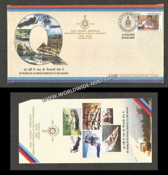 2007 India DIRECTORATE GENERAL OF QUALITY ASSURANCE GOLDEN JUBILEE APS Cover (04.10.2007)