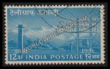 1953 Telegraph Centenary-12 Anna Used Stamp