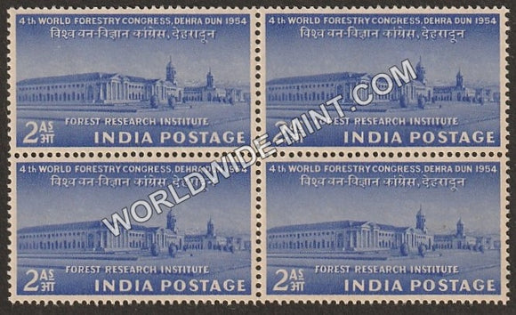 1954 4th World Forestry Congress Dehradun Block of 4 MNH