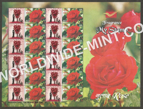 2017 India Rose Fragrance, My stamp sheetlet Type 3 in Presentation Pack. One & only Mystamp with Fragrance
