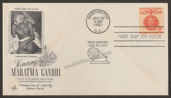 1961 United States of America Gandhi 1v FDC #Gan402