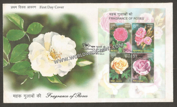 2007 INDIA Fragrance of Roses Miniature Sheet FDC