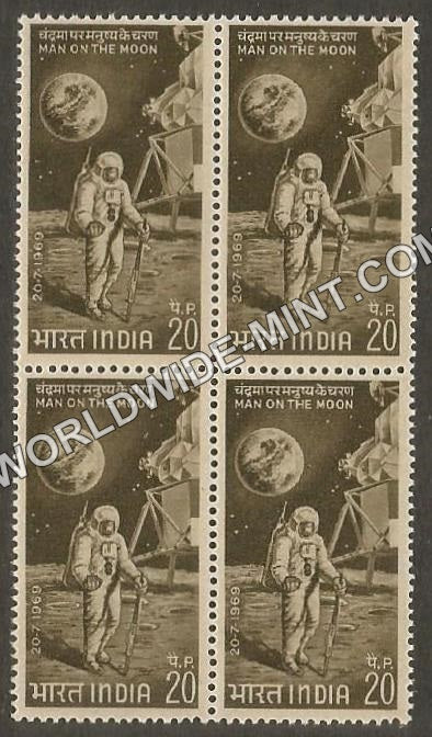 1969 First Man Man on the Moon Block of 4 MNH
