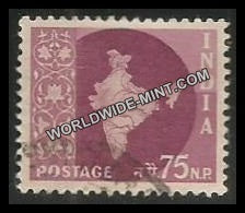 INDIA Map of India Star Watermark 3rd Series(75np) Definitive Used Stamp