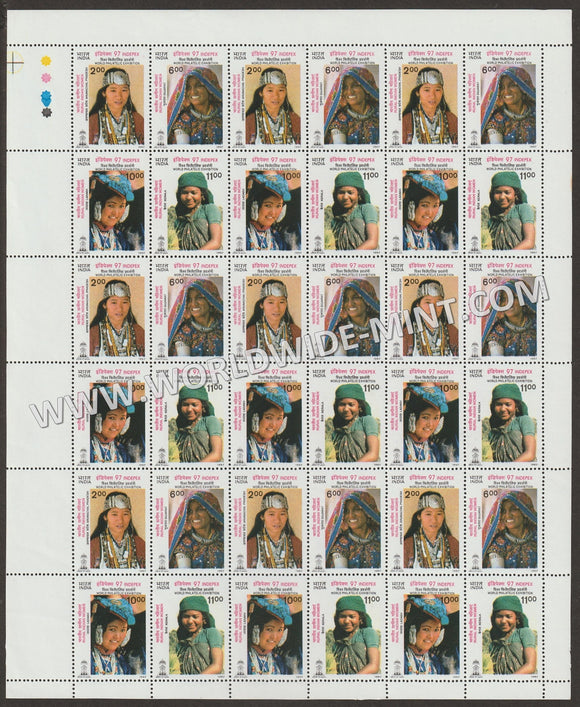 1997 INDIA Costumes Setenant Full Sheet MNH