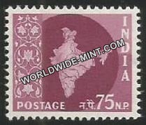 INDIA Map of India Star Watermark 3rd Series(75np) Definitive MNH