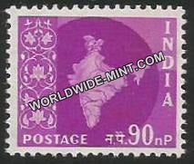 INDIA Map of India Star Watermark 3rd Series(90np) Definitive MNH
