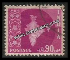 INDIA Map of India Star Watermark 3rd Series(90np) Definitive Used Stamp
