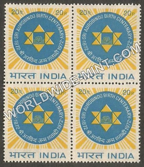 1972 Sri Aurobindo Block of 4 MNH