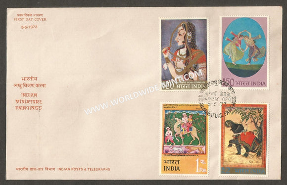 1973 Indian Miniature Paintings-4V set FDC