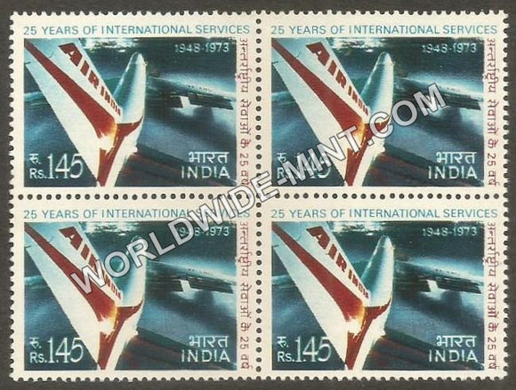 1973 25 Anniv. Of Air India's International Services Block of 4 MNH