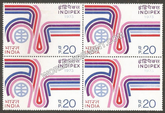 1973 INDIPEX 73-All Roads to Delhi-20 paise Block of 4 MNH