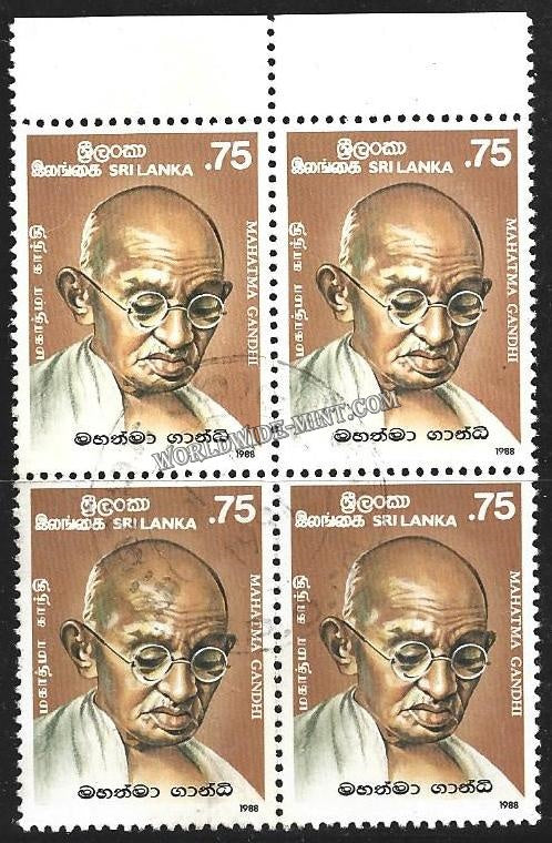1988 Sri Lanka Gandhi Fine Used Block of 4  #Gan604