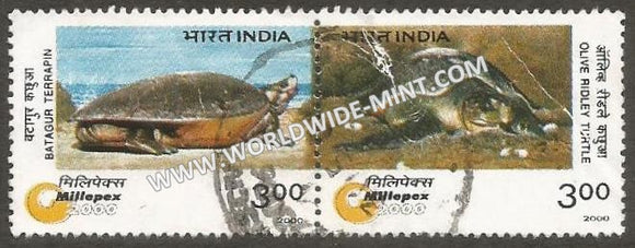 2000 INDIA Turtles setenant used