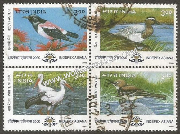 2000 INDIA Migratory Birds setenant  used