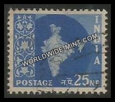 INDIA Map of India Ashoka Watermark 3rd Series(25np) Definitive Used Stamp
