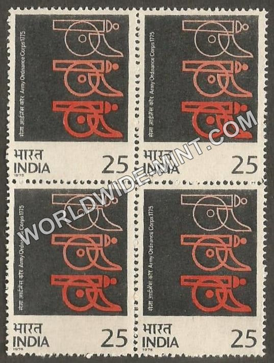 1975 Bicentenary of Indian Army Ordnance Corps Block of 4 MNH