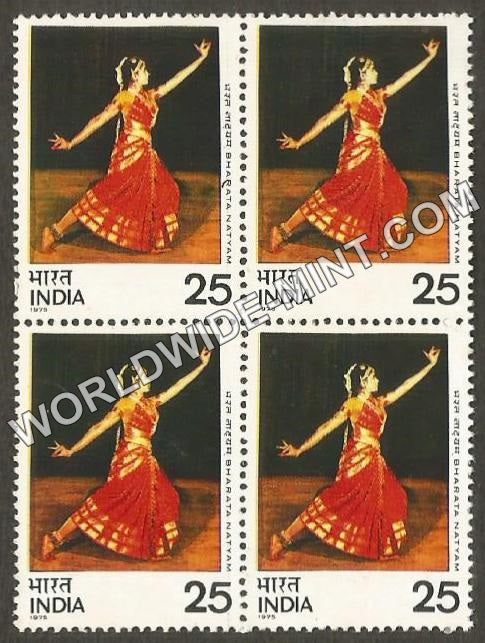 1975 Dances of India-Bharata Natyam Block of 4 MNH
